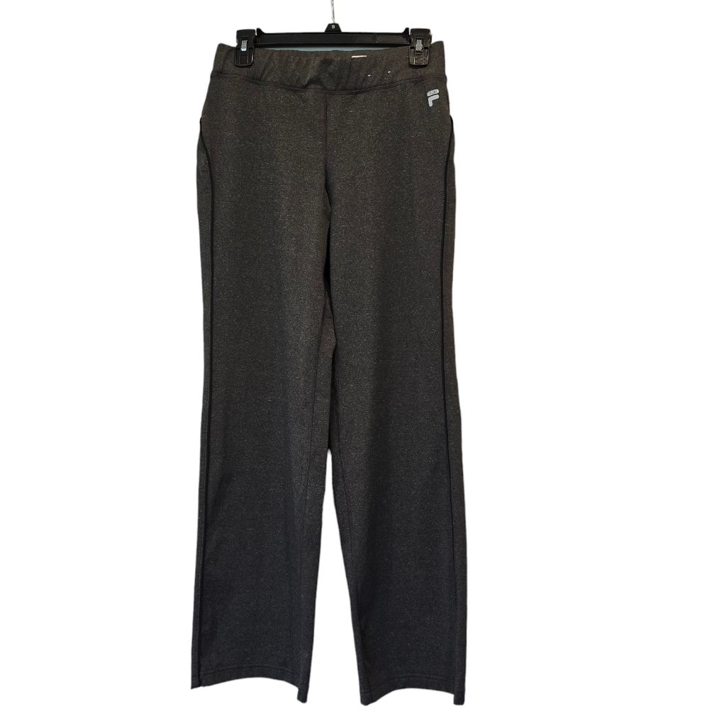 Fila Sport Wide Leg Track Workout Casual Leggings Grey with Black Stripe Detail
